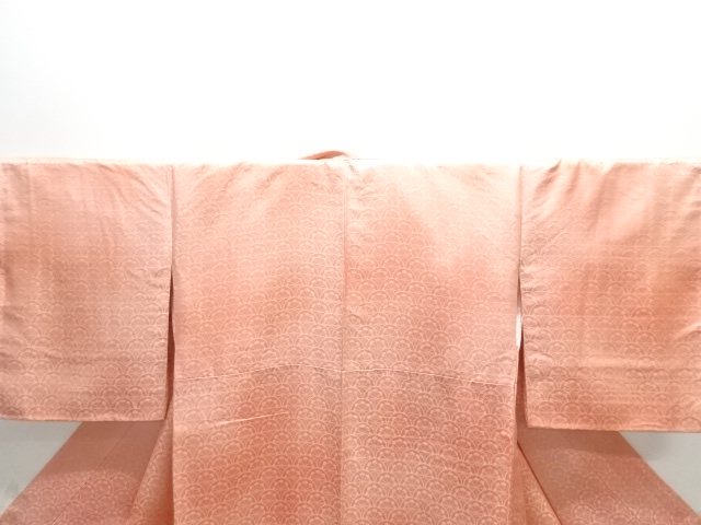  源氏車青海波模様織り出し付け下げ色無地着物